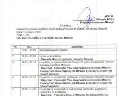 Agenda întrunirii cu primarii autorităților administrativ – teritoriale de nivelul I din raionul Hîncești
