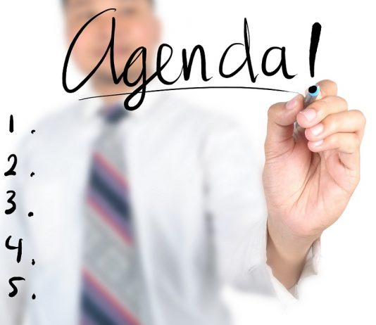 Agenda întrunirii primarilor cu reprezentanții serviciilor desconcentrate și descentralizate din raionul Hînceși Businessman writing agenda