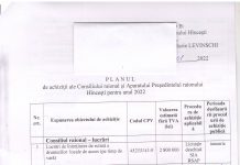 PLANUL de achiziție ale Consiliului raional și Aparatul Președintelui raionului Hîncești pentru anul 2022