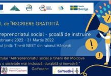 Înscriere la Școala de instruire cu privire la antreprenoriatul social pentru Tinerii NEET în cadrul Proiectului “Antreprenoriatul social și tinerii din Moldova pentru o societate mai inclusivă, durabilă și inovativă (GoYouth+)”
