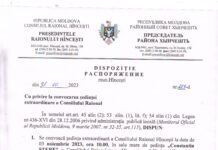 Dispoziție cu privire la convocarea ședinței extraordinare a CR Hîncești